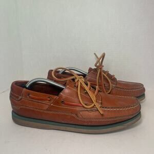 G.H. Bass & Co. Men's Genuine Leather Boat Shoes Oxford Loafers Brown Size 7.5